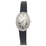 Vintage 24mm Cartier Biagnoire White Gold Diamond Bezel Watch