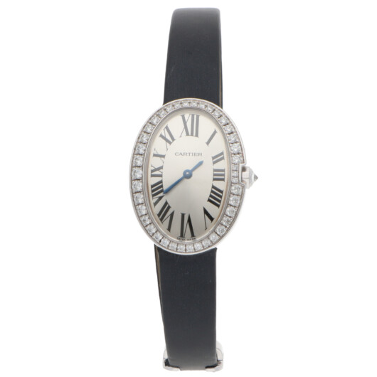 Vintage 24mm Cartier Biagnoire White Gold Diamond Bezel Watch