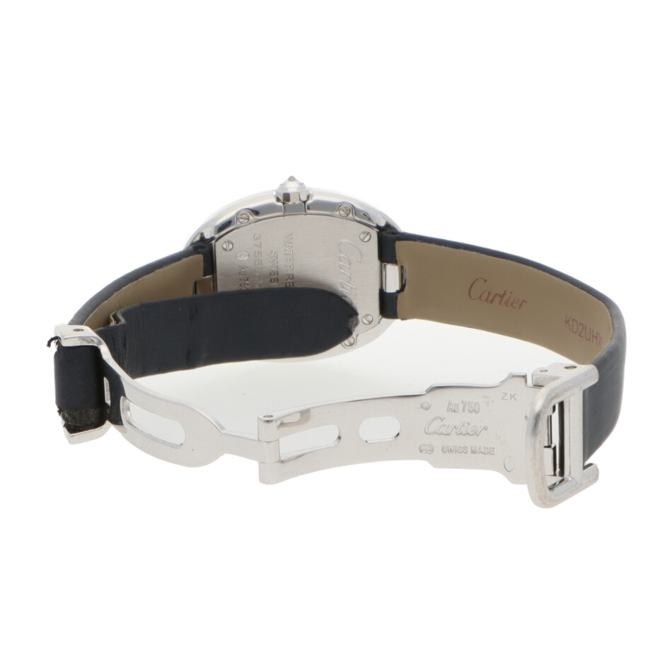 Vintage 24mm Cartier Biagnoire White Gold Diamond Bezel Watch