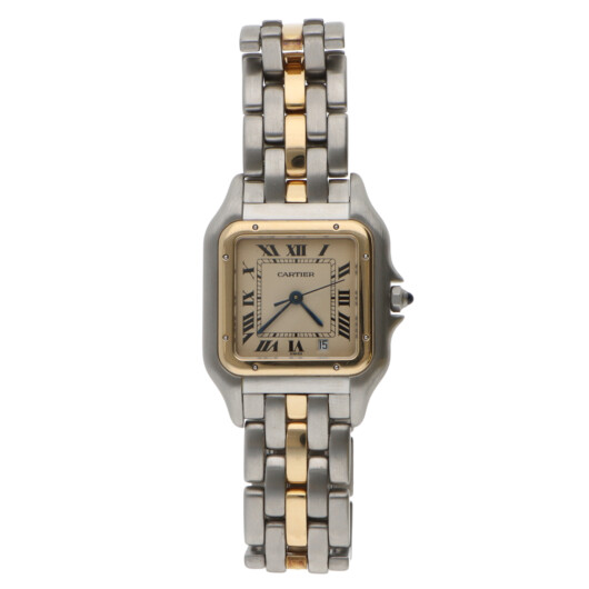 Vintage 27mm Cartier Panthere Steel and Gold Watch with Date