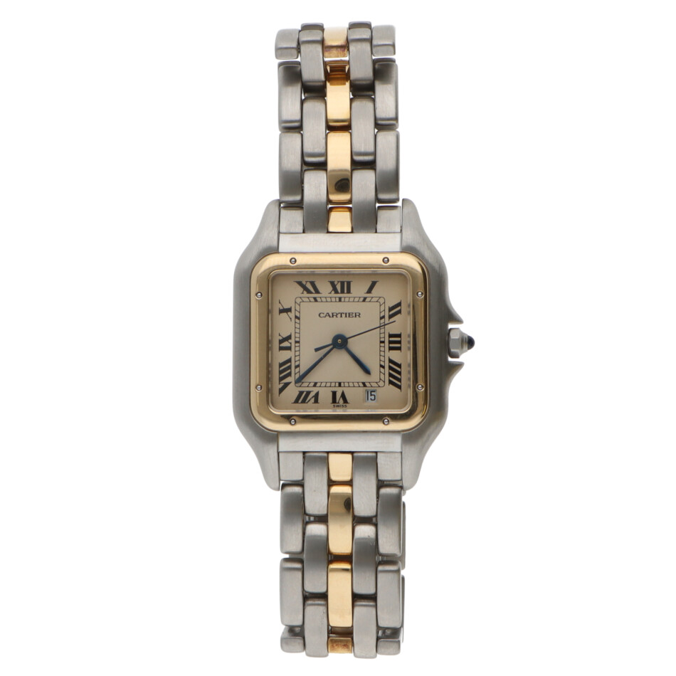 Vintage 27mm Cartier Panthere Steel and Gold Watch with Date