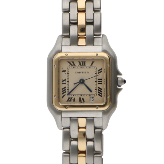 Vintage 27mm Cartier Panthere Steel and Gold Watch with Date
