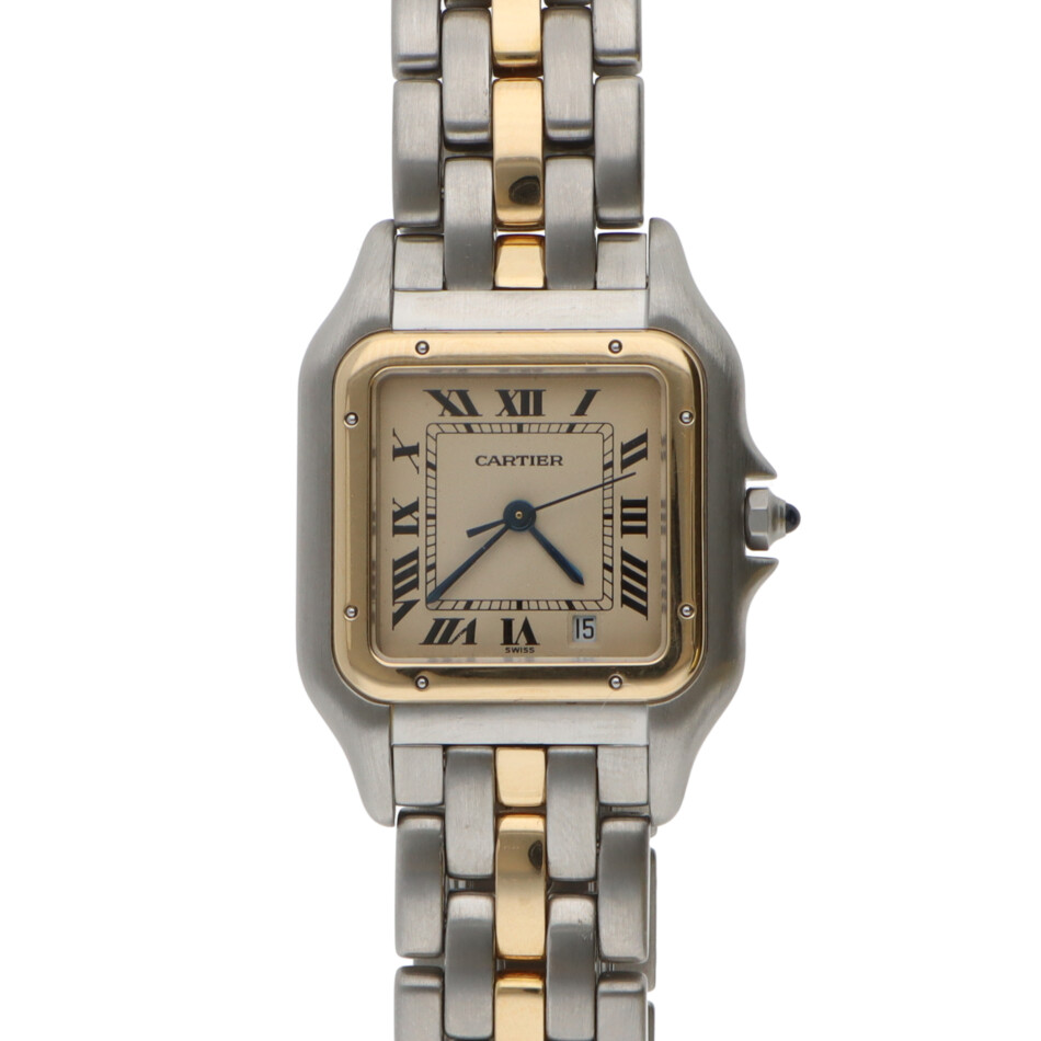 Vintage 27mm Cartier Panthere Steel and Gold Watch with Date