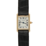 Vintage Cartier Tank Louis Yellow Gold Watch with White Dial