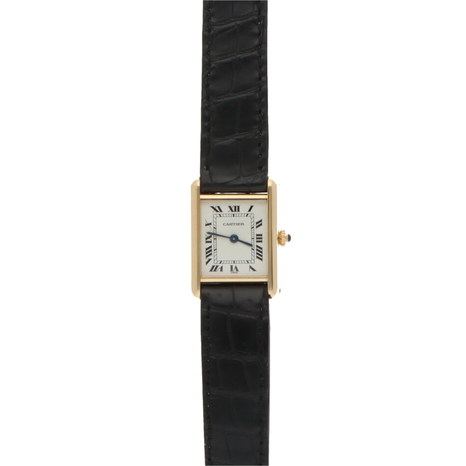 Vintage Cartier Tank Louis Yellow Gold Watch with White Dial