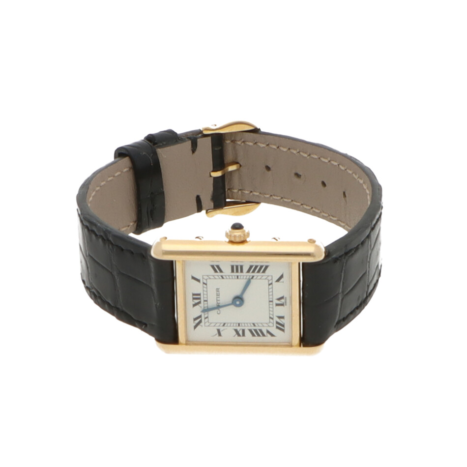 Vintage Cartier Tank Louis Yellow Gold Watch with White Dial