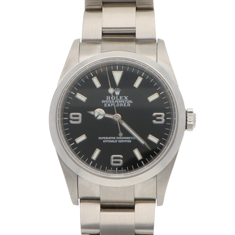 Viintage 2002 Rolex Explorer I Steel Watch with Black Dial