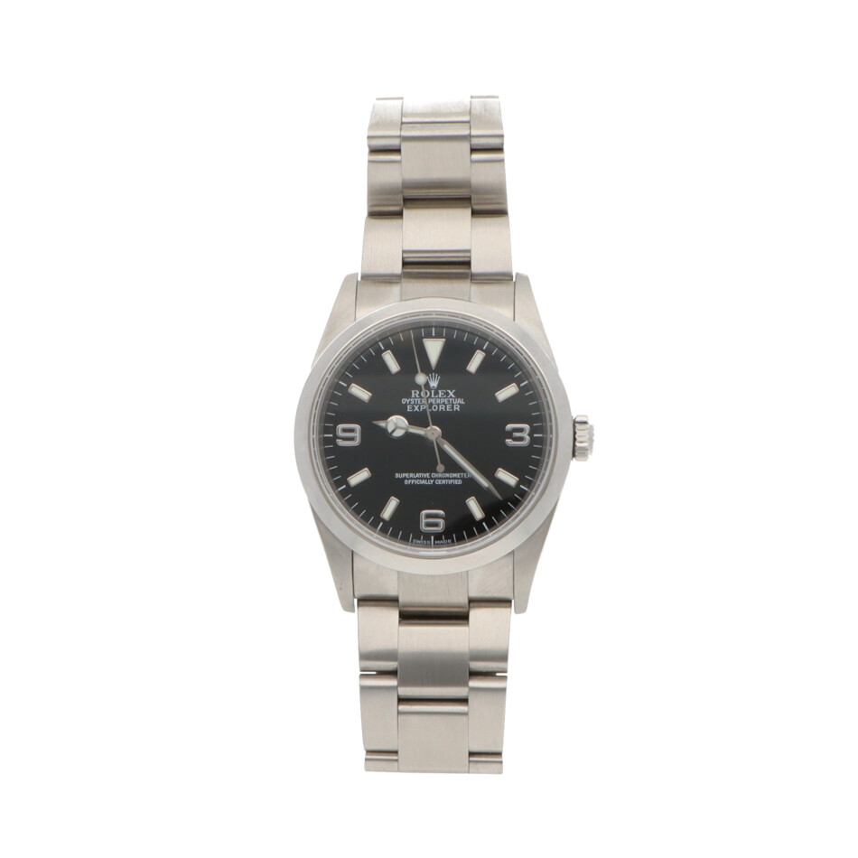Viintage 2002 Rolex Explorer I Steel Watch with Black Dial