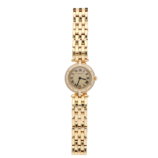 Vintage Cartier Vendome Gold Watch with Diamond Bezel