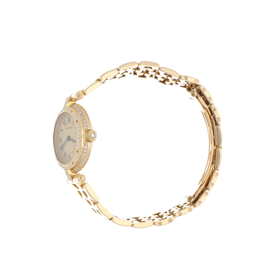 Vintage Cartier Vendome Gold Watch with Diamond Bezel
