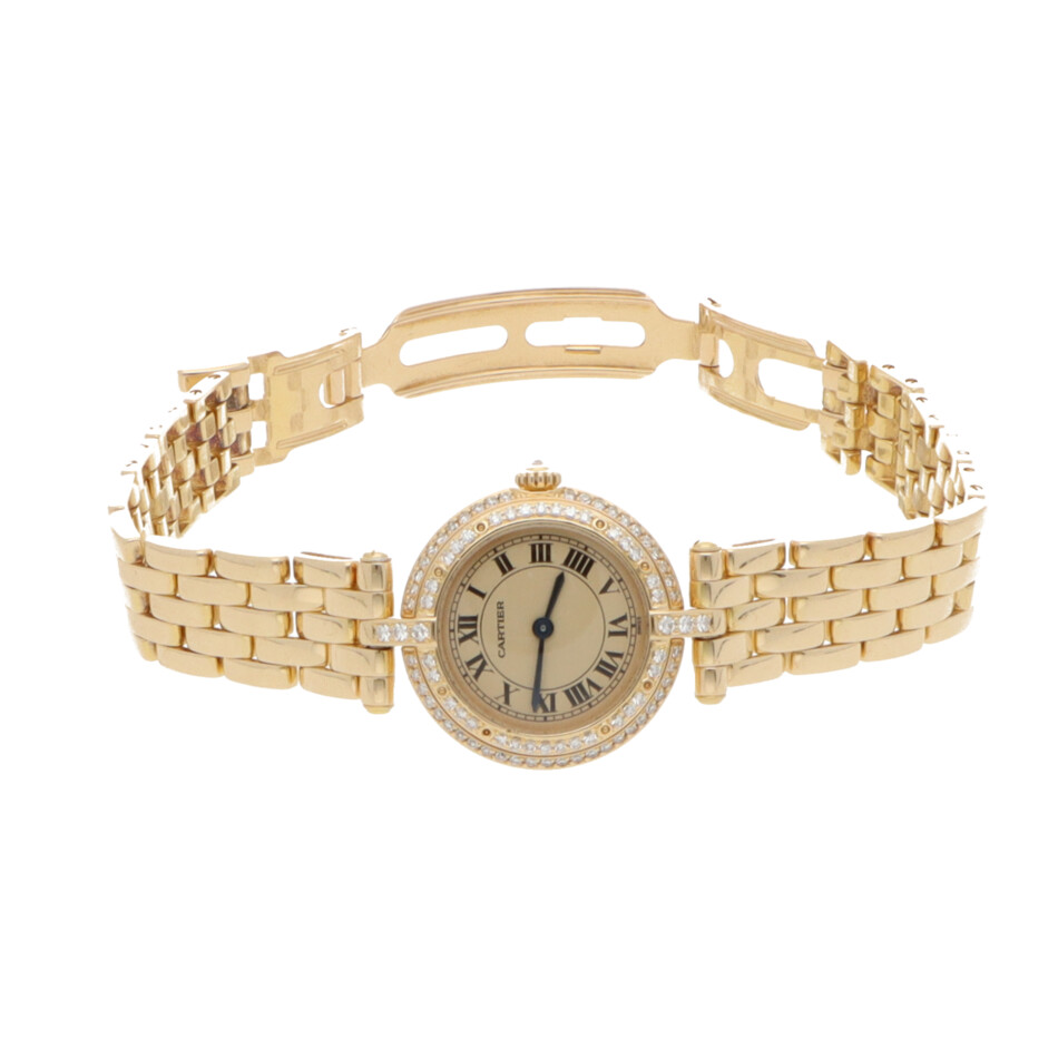 Vintage Cartier Vendome Gold Watch with Diamond Bezel