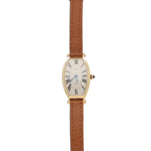 Vintage 22mm Cartier Tonneau Gold Watch with Paris Dial