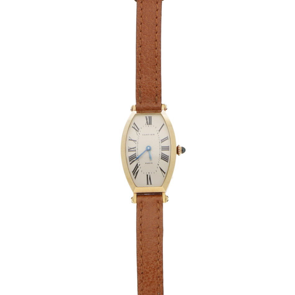 Vintage 22mm Cartier Tonneau Gold Watch with Paris Dial