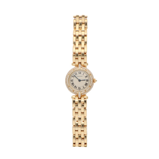 Vintage Cartier Vendome Gold Watch with Double Diamond Bezel
