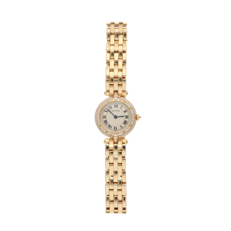 Vintage Cartier Vendome Gold Watch with Double Diamond Bezel