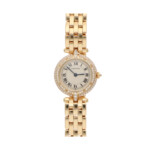 Vintage Cartier Vendome Gold Watch with Double Diamond Bezel