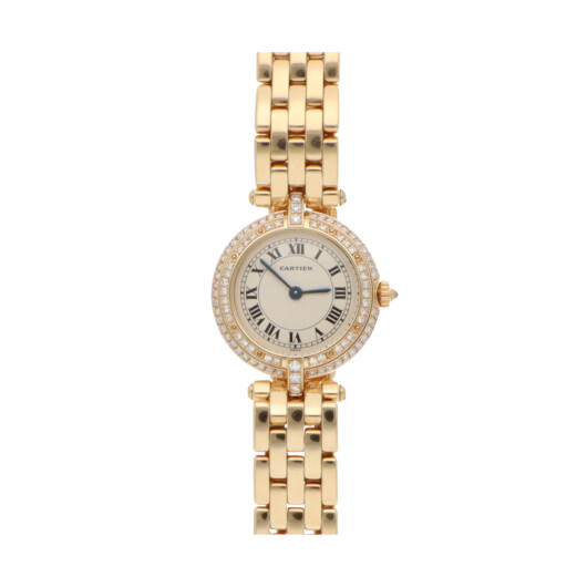 Vintage Cartier Vendome Gold Watch with Double Diamond Bezel