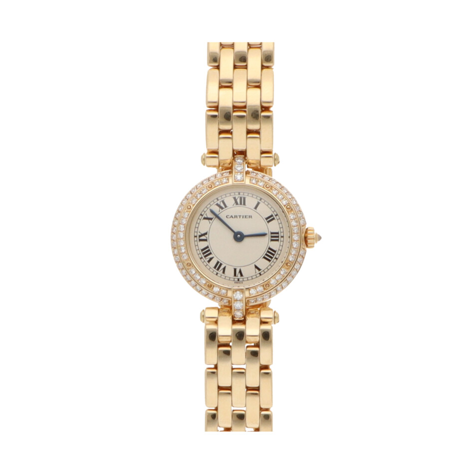 Vintage Cartier Vendome Gold Watch with Double Diamond Bezel