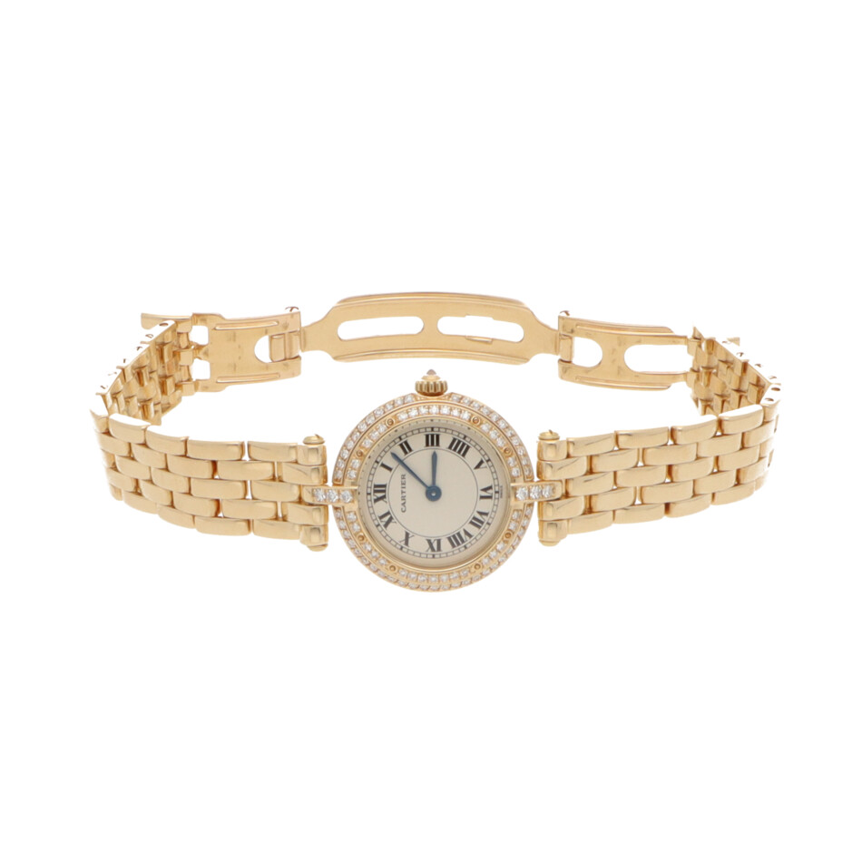 Vintage Cartier Vendome Gold Watch with Double Diamond Bezel