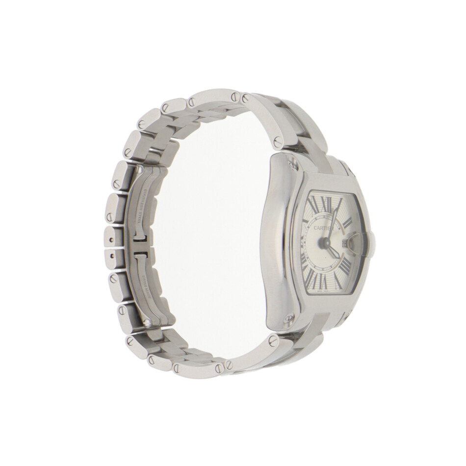 Vintage 31mm Cartier Roadster Steel Watch with Silver Dial