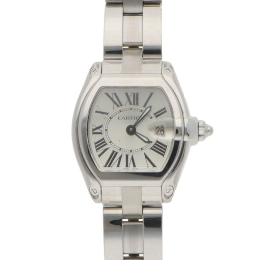 Vintage 31mm Cartier Roadster Steel Watch with Silver Dial