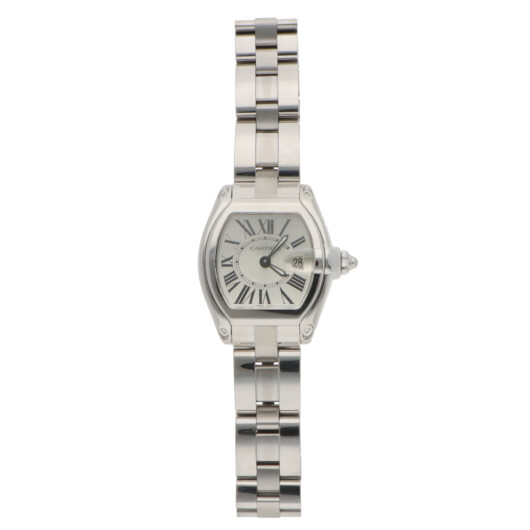 Vintage 31mm Cartier Roadster Steel Watch with Silver Dial