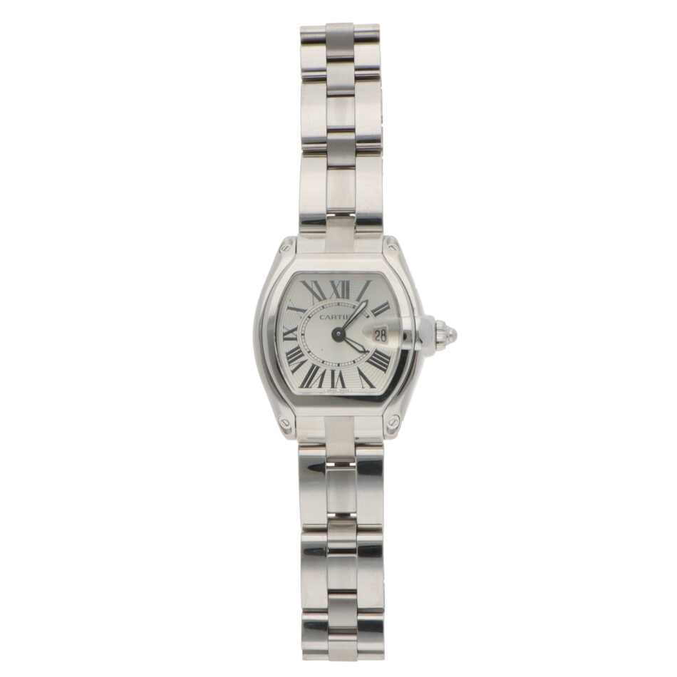 Vintage 31mm Cartier Roadster Steel Watch with Silver Dial